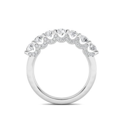 1Cttw Round Shaped Lab Grown Diamond (F/VS) Accented Double Halo Set of Band and  Ring in 14K Gold