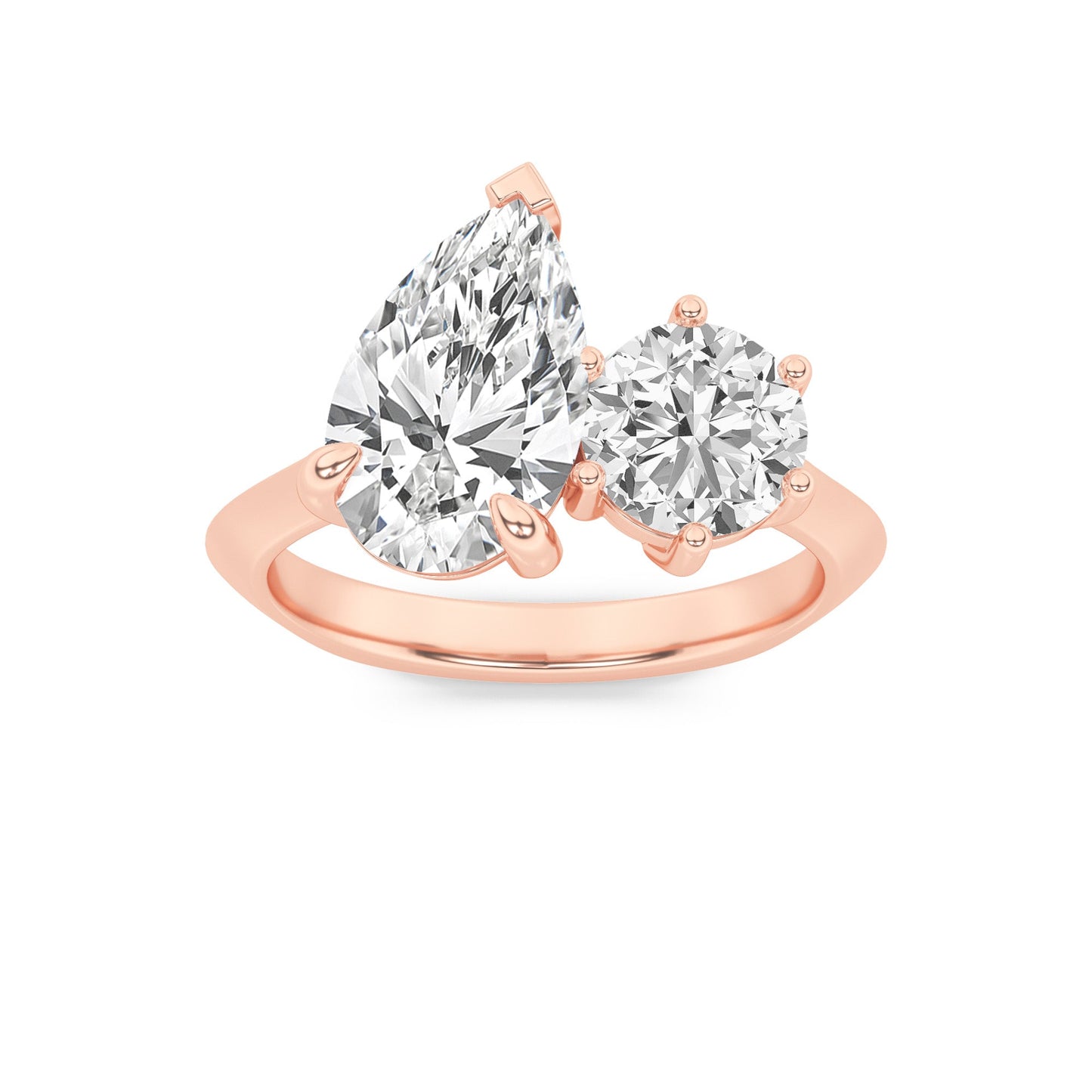 3Cttw Pear Shaped Lab Grown Diamond (F/VS) Toi et Moi Engagement Ring in 14K Gold