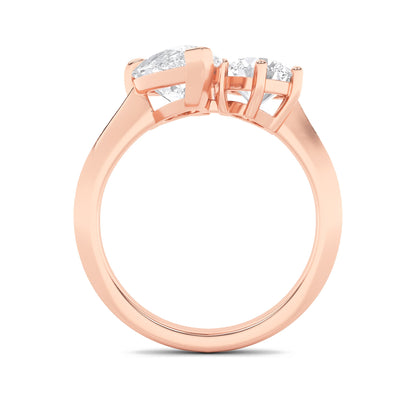 3Cttw Pear Shaped Lab Grown Diamond (F/VS) Toi et Moi Engagement Ring in 14K Gold