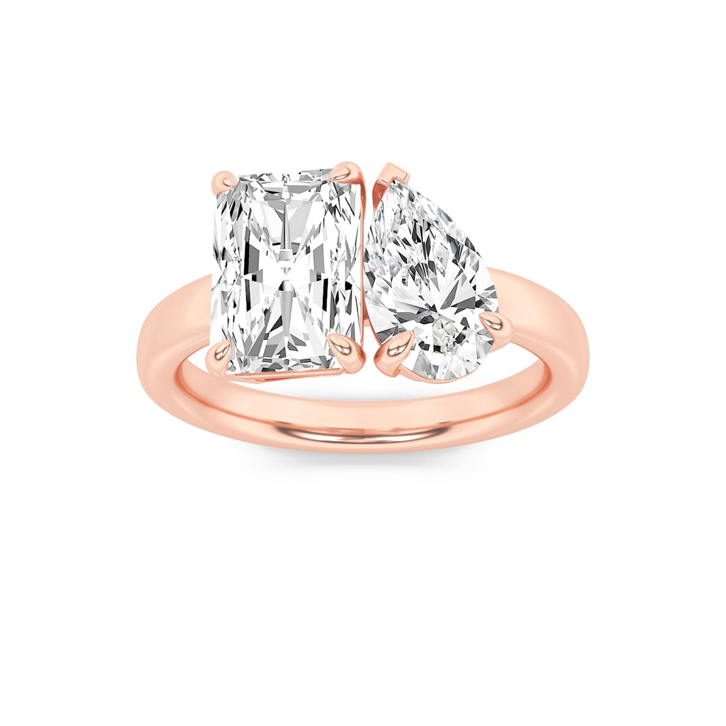3Cttw Radiant Shaped Lab Grown Diamond (F/VS) Toi et Moi Fashion Ring in 14K Gold
