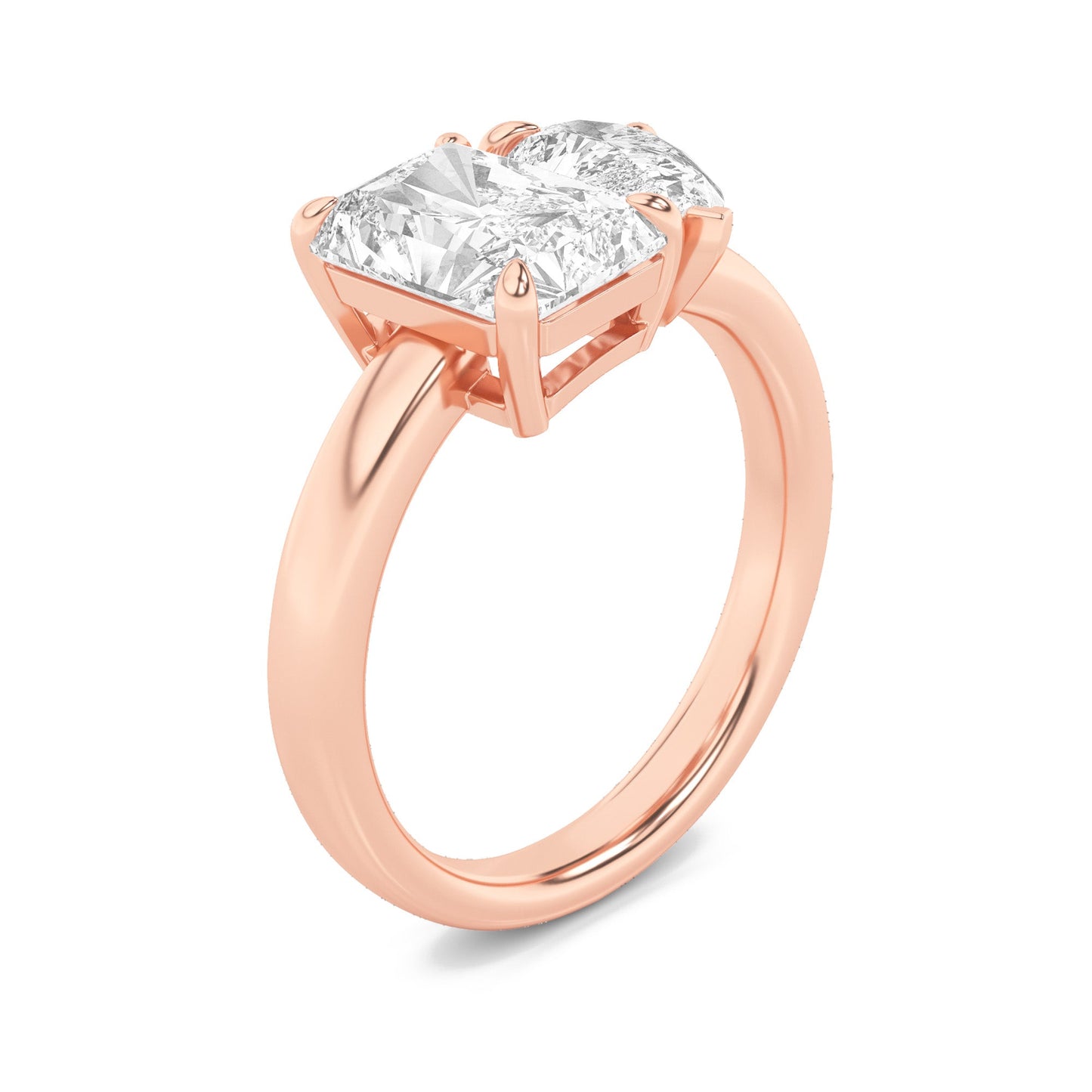 3Cttw Radiant Shaped Lab Grown Diamond (F/VS) Toi et Moi Fashion Ring in 14K Gold