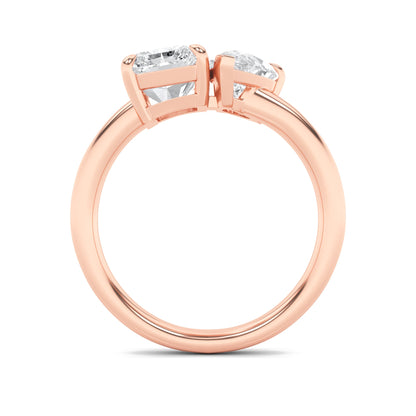 3Cttw Radiant Shaped Lab Grown Diamond (F/VS) Toi et Moi Fashion Ring in 14K Gold