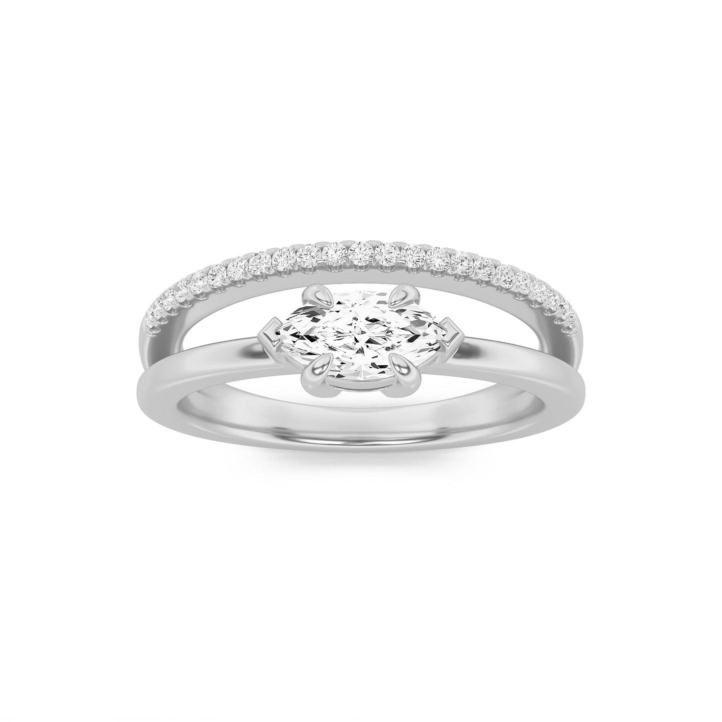 0.5Cttw Marquise Shaped Lab Grown Diamond (F/VS) Fashion Ring in 14K Gold