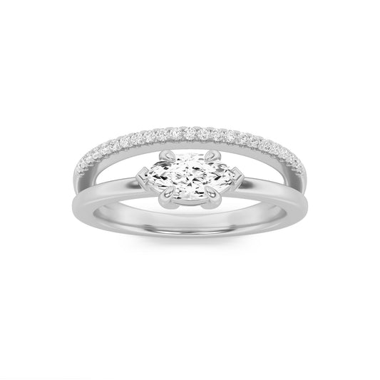 0.5Cttw Marquise Shaped Lab Grown Diamond (F/VS) Fashion Ring in 14K Gold