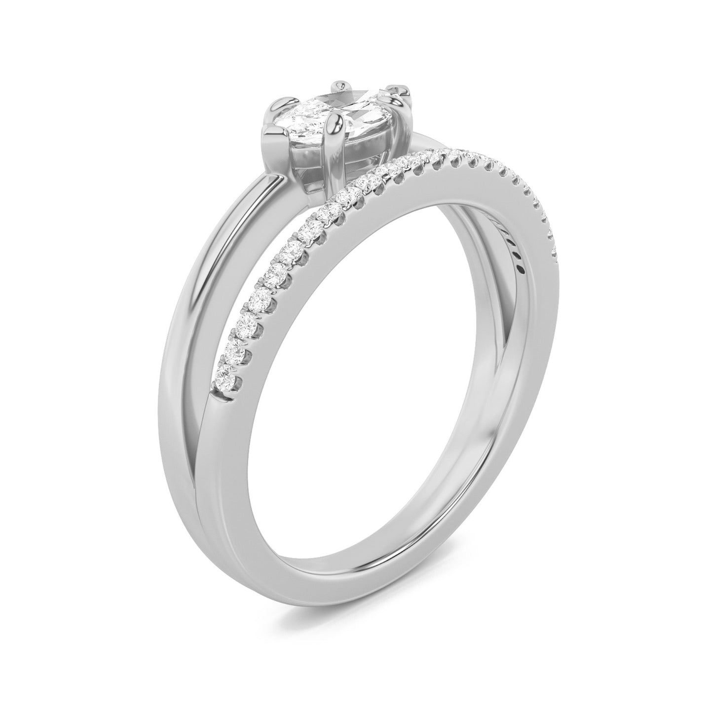 0.5Cttw Marquise Shaped Lab Grown Diamond (F/VS) Fashion Ring in 14K Gold