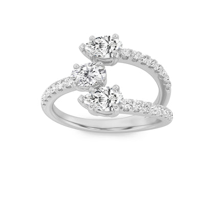 1Cttw Oval Shaped Lab Grown Diamond (F/VS) Three Stone Fashion Ring in 14K Gold
