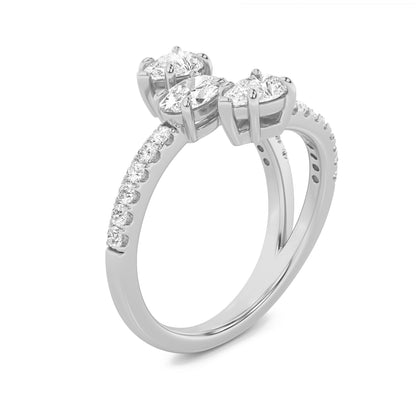 1Cttw Oval Shaped Lab Grown Diamond (F/VS) Three Stone Fashion Ring in 14K Gold