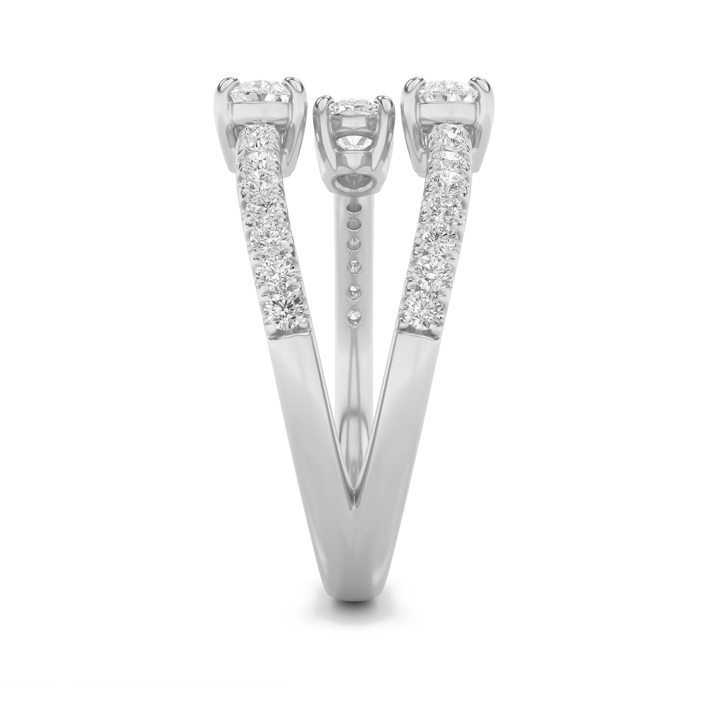 1Cttw Oval Shaped Lab Grown Diamond (F/VS) Three Stone Fashion Ring in 14K Gold