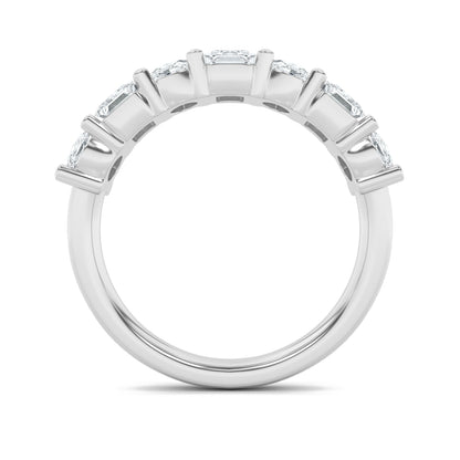 3Cttw Emerald Shaped Lab Grown Diamond (F/VS) Seven Stone Band Ring in 14K Gold