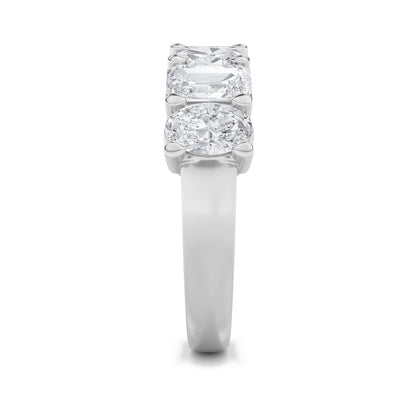 3Cttw Emerald Shaped Lab Grown Diamond (F/VS) Seven Stone Band Ring in 14K Gold