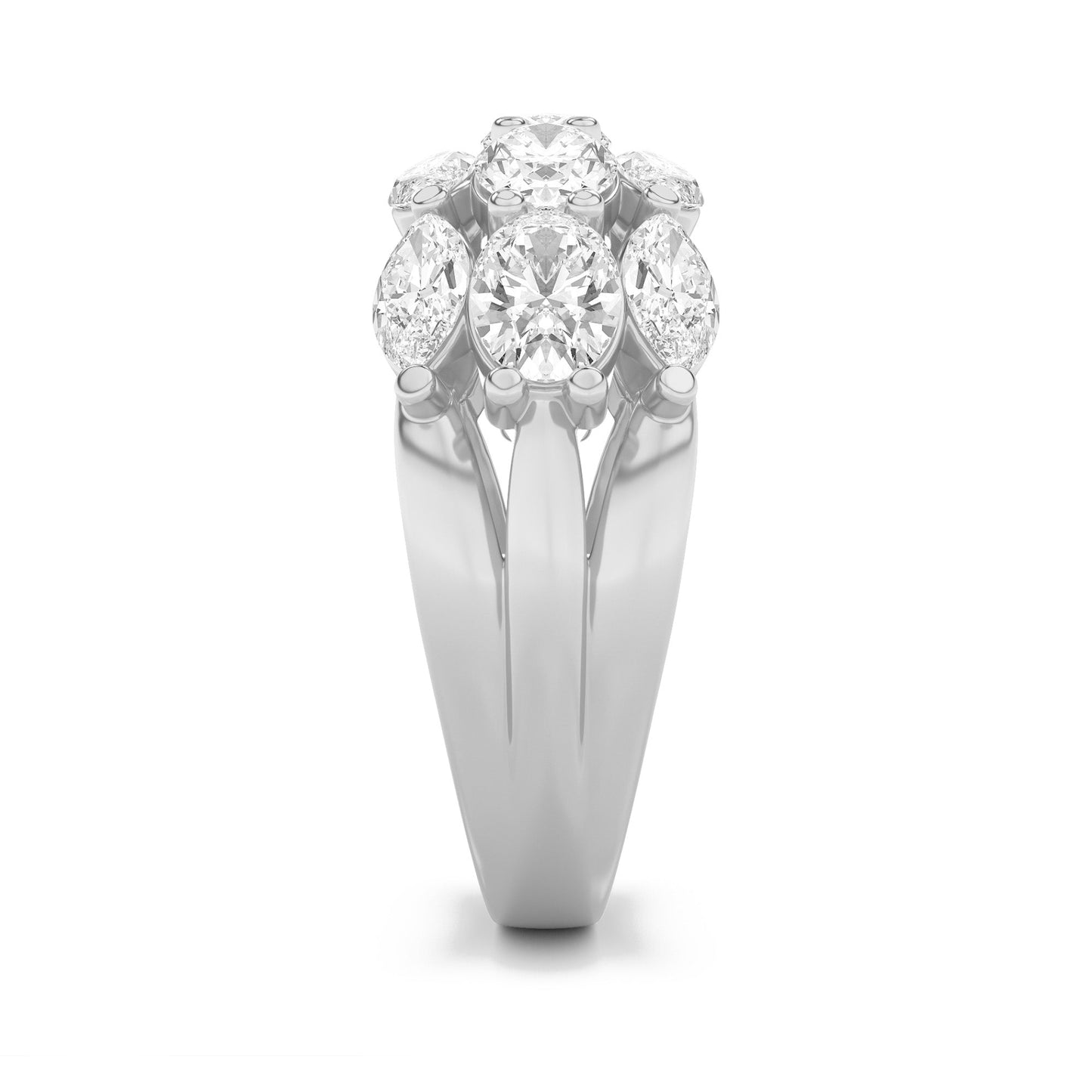 3Cttw Oval Shaped Lab Grown Diamond (F/VS) Multi Stone Band Ring in 14K Gold