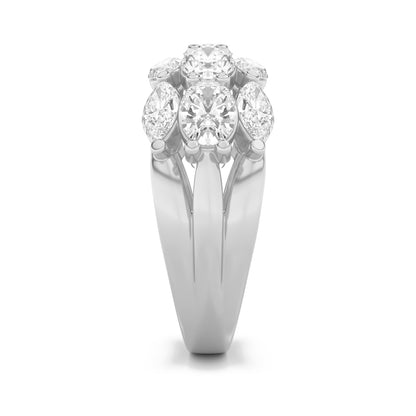 3Cttw Oval Shaped Lab Grown Diamond (F/VS) Multi Stone Band Ring in 14K Gold