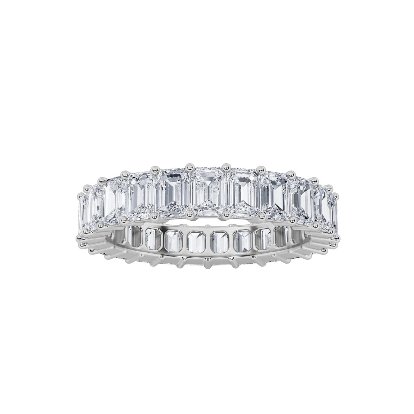 2.75Cttw Emerald Shaped Lab Grown Diamond Split Prong Eternity Ring in 14K Gold (F/VS)