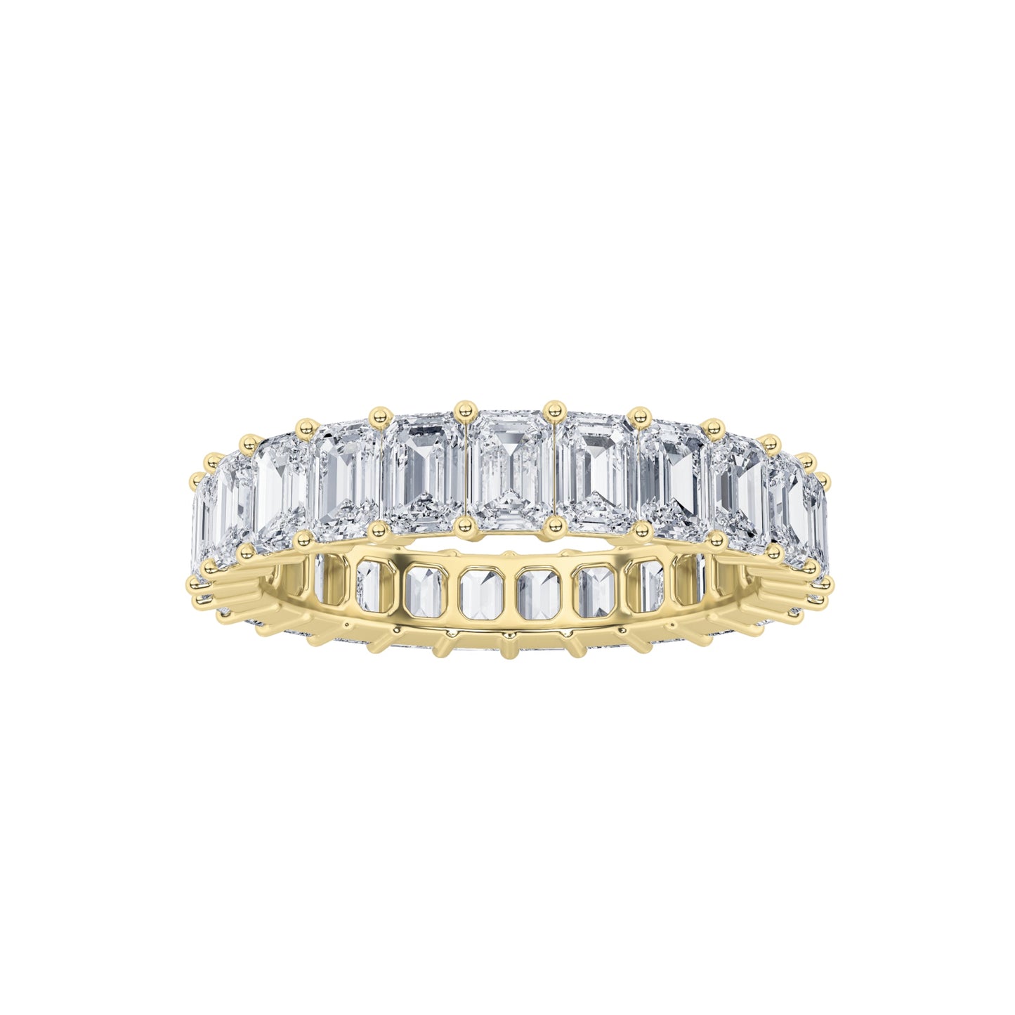 2.75Cttw Emerald Shaped Lab Grown Diamond Split Prong Eternity Ring in 14K Gold (F/VS)