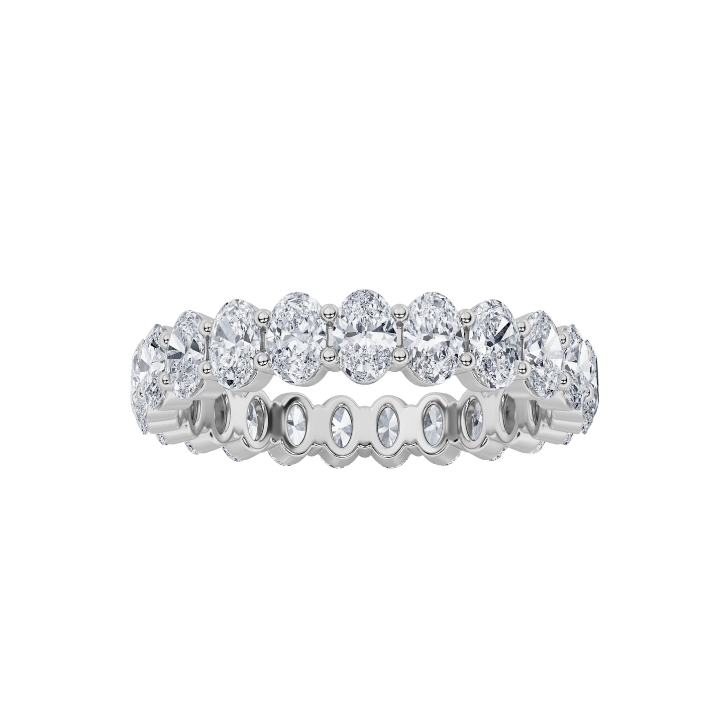 2.25Cttw Oval Shaped Lab Grown Diamond Split Prong Eternity Ring in 14K Gold (F/VS)