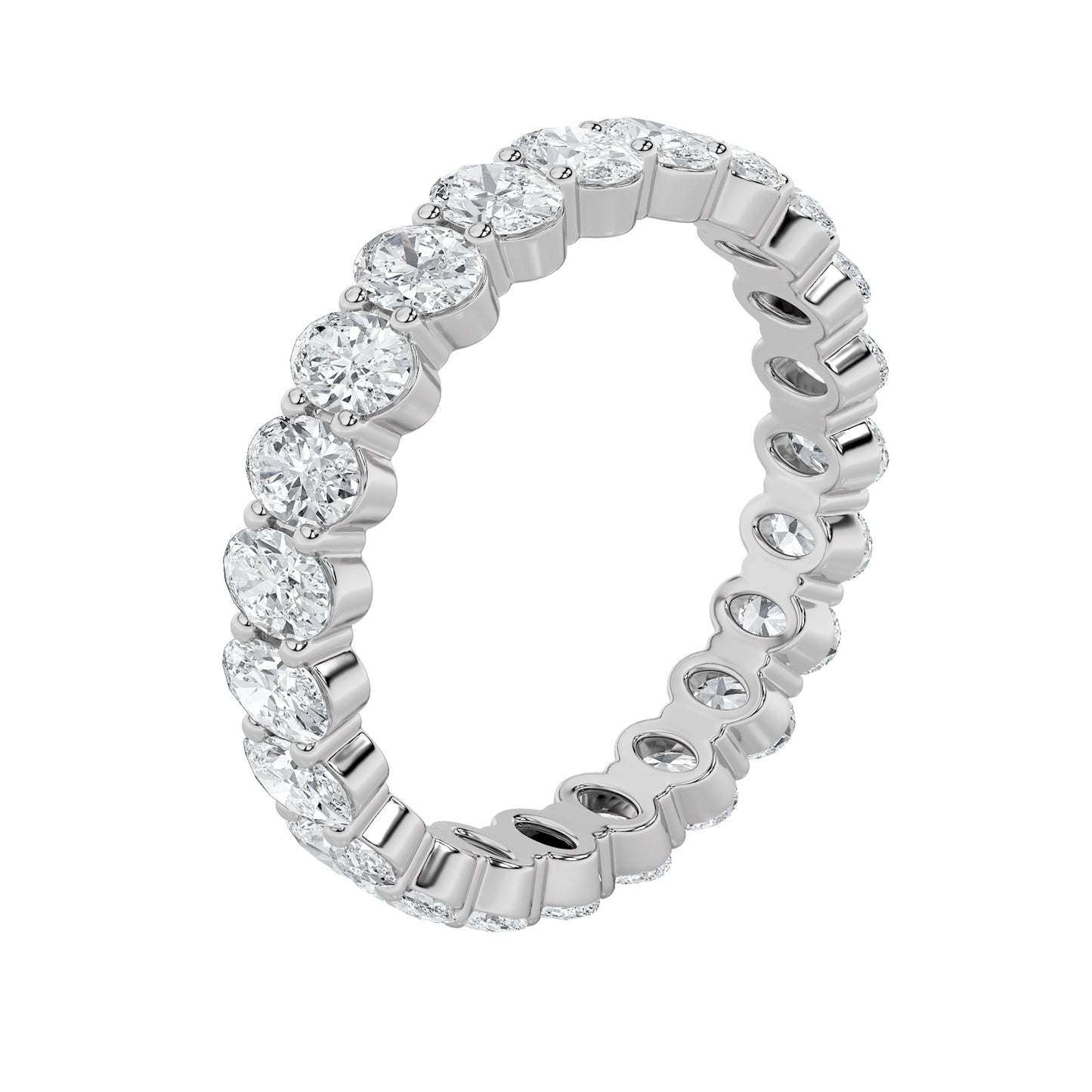 2.25Cttw Oval Shaped Lab Grown Diamond Split Prong Eternity Ring in 14K Gold (F/VS)