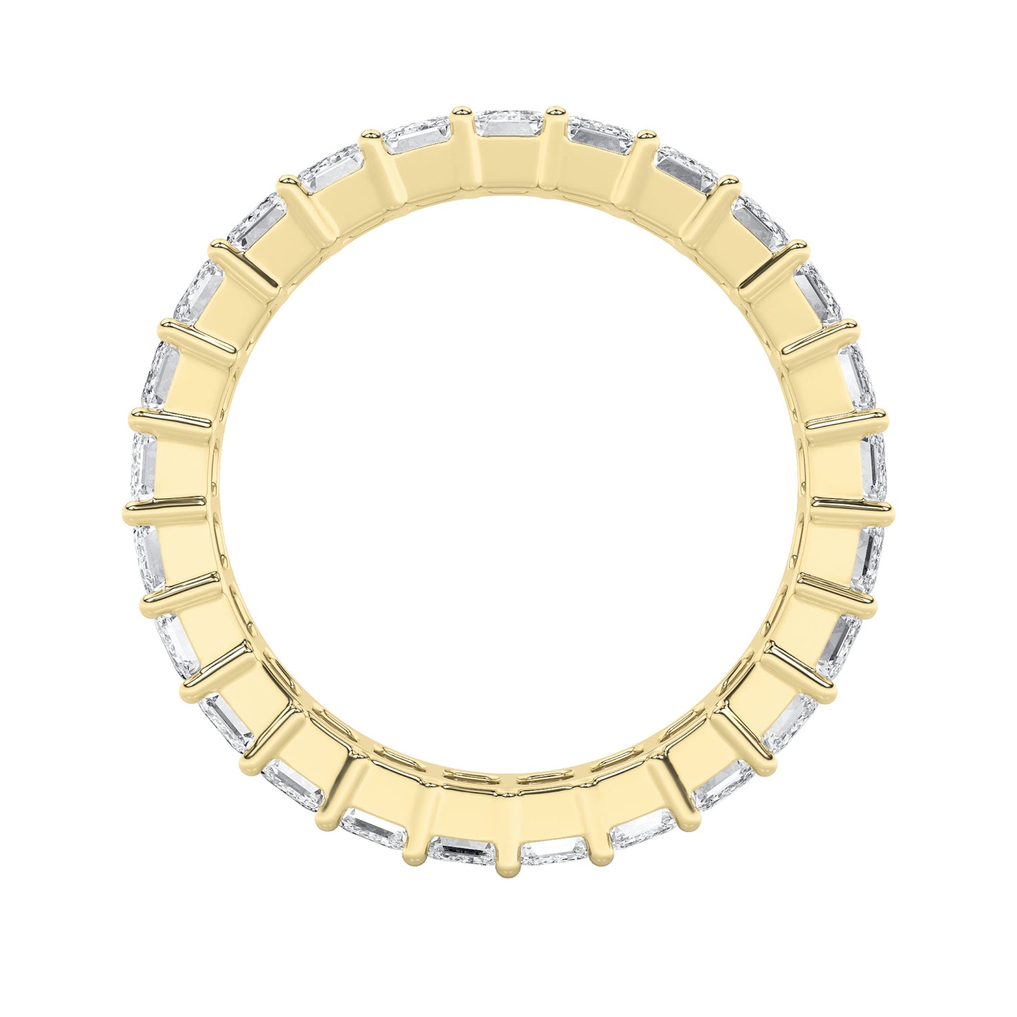 3.75Cttw Emerald Shaped Lab Grown Diamond Split Prong Eternity Ring in 14K Gold (F/VS)