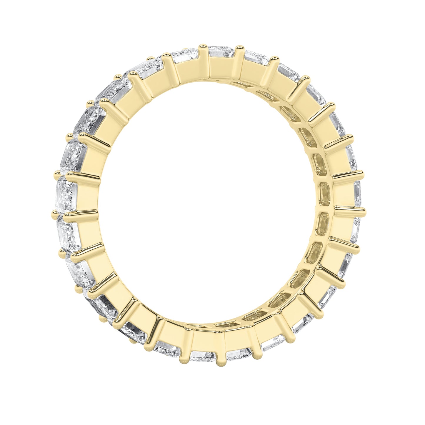 3.75Cttw Emerald Shaped Lab Grown Diamond Split Prong Eternity Ring in 14K Gold (F/VS)