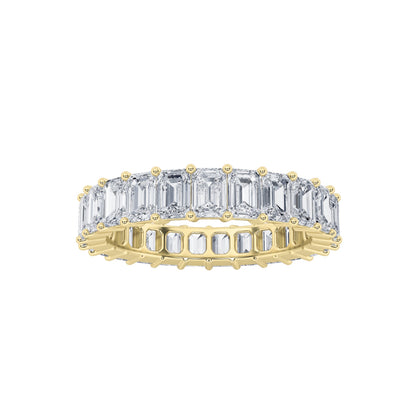 4.25Cttw Emerald Shaped Lab Grown Diamond Split Prong Eternity Ring in 14K Gold (F/VS)