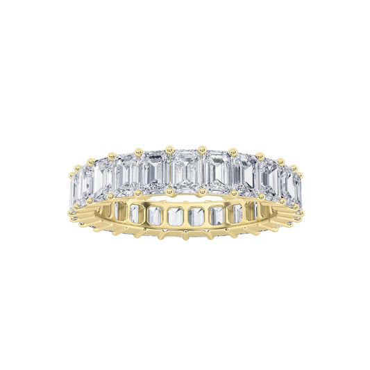 4.25Cttw Emerald Shaped Lab Grown Diamond Split Prong Eternity Ring in 14K Gold (F/VS)