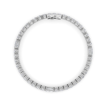 10Cttw Emerald Shaped Lab Grown Diamond (F/VS) East West Station Bracelet in 14K Gold