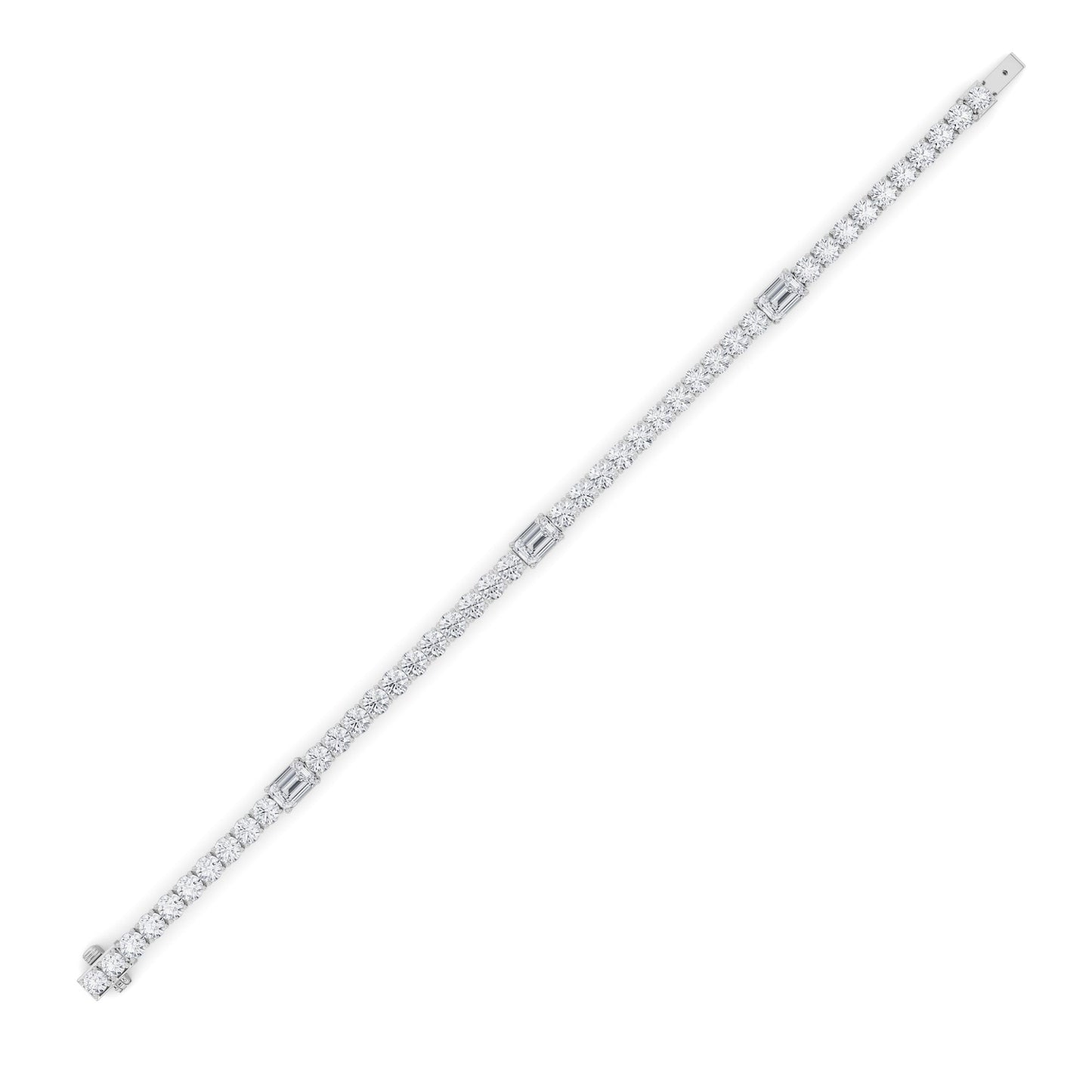 10Cttw Emerald Shaped Lab Grown Diamond (F/VS) East West Station Bracelet in 14K Gold