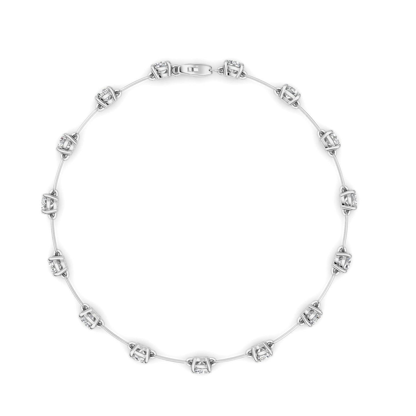 3Cttw Round Shaped Lab Grown Diamond (F/VS) Station Bracelet in 14K Gold