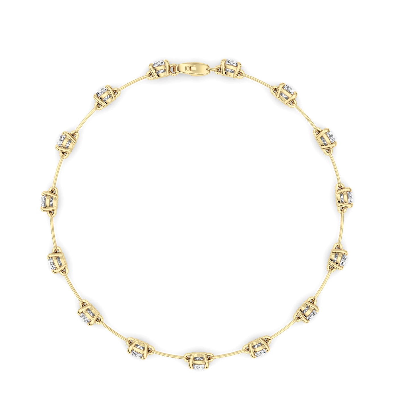 3Cttw Round Shaped Lab Grown Diamond (F/VS) Station Bracelet in 14K Gold