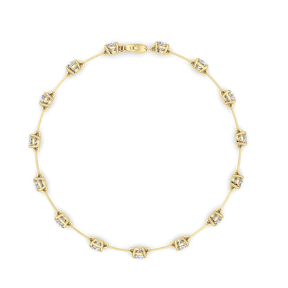 3Cttw Round Shaped Lab Grown Diamond (F/VS) Station Bracelet in 14K Gold