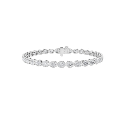 Oval Shaped Lab Grown Diamond (F/VS) East West Bezel Set Bracelet in 14K Gold