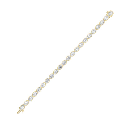 15Cttw Oval Shaped Lab Grown Diamond (F/VS) East West Bezel Set Bracelet in 14K Gold
