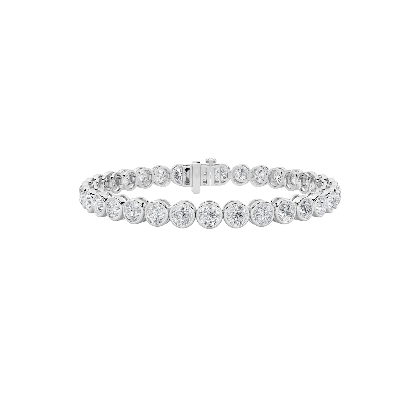 Round Shaped Lab Grown Diamond (F/VS) East West Bezel Set Bracelet in 14K Gold