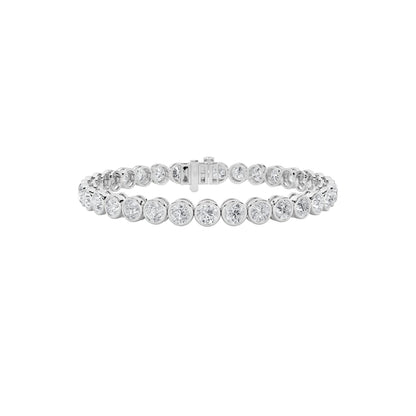 Round Shaped Lab Grown Diamond (F/VS) East West Bezel Set Bracelet in 14K Gold