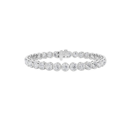Round Shaped Lab Grown Diamond (F/VS) East West Bezel Set Bracelet in 14K Gold