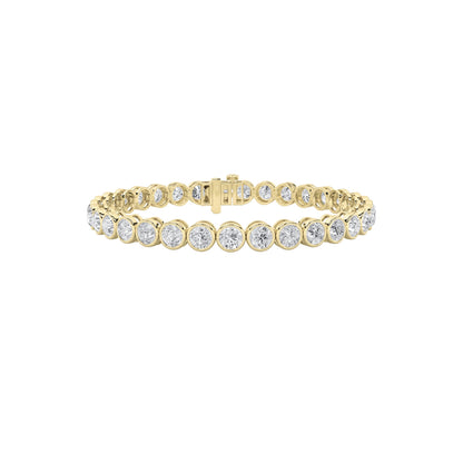 Round Shaped Lab Grown Diamond (F/VS) EastWest Bezel Set Bracelet in 14K Gold