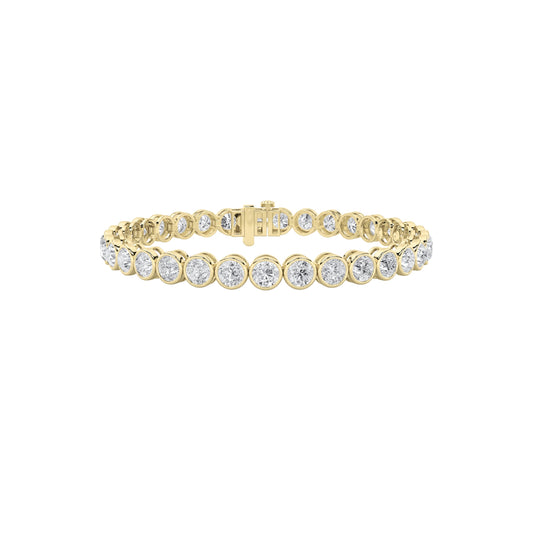 Round Shaped Lab Grown Diamond (F/VS) EastWest Bezel Set Bracelet in 14K Gold