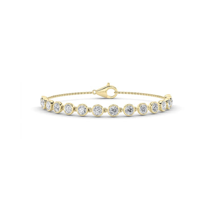 3Cttw Round Shaped Lab Grown Diamond (F/VS) Bezel Set Bracelet in 14K Gold
