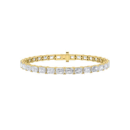 10Cttw Emerald Shaped Lab Grown Diamond (F/VS) East West Line Bracelet in 14K Gold