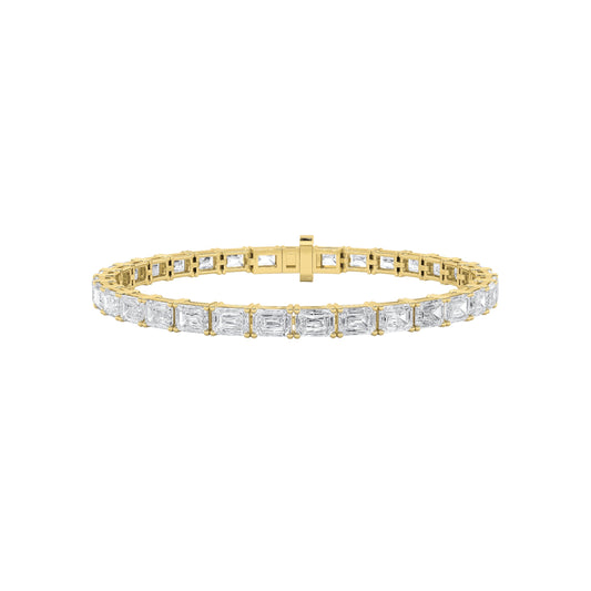 10Cttw Emerald Shaped Lab Grown Diamond (F/VS) East West Line Bracelet in 14K Gold