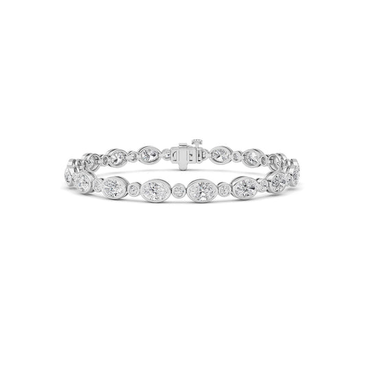 8Cttw Oval And Round Lab Grown Diamond (F/VS ) Bezel Set Bracelet in 14K Gold