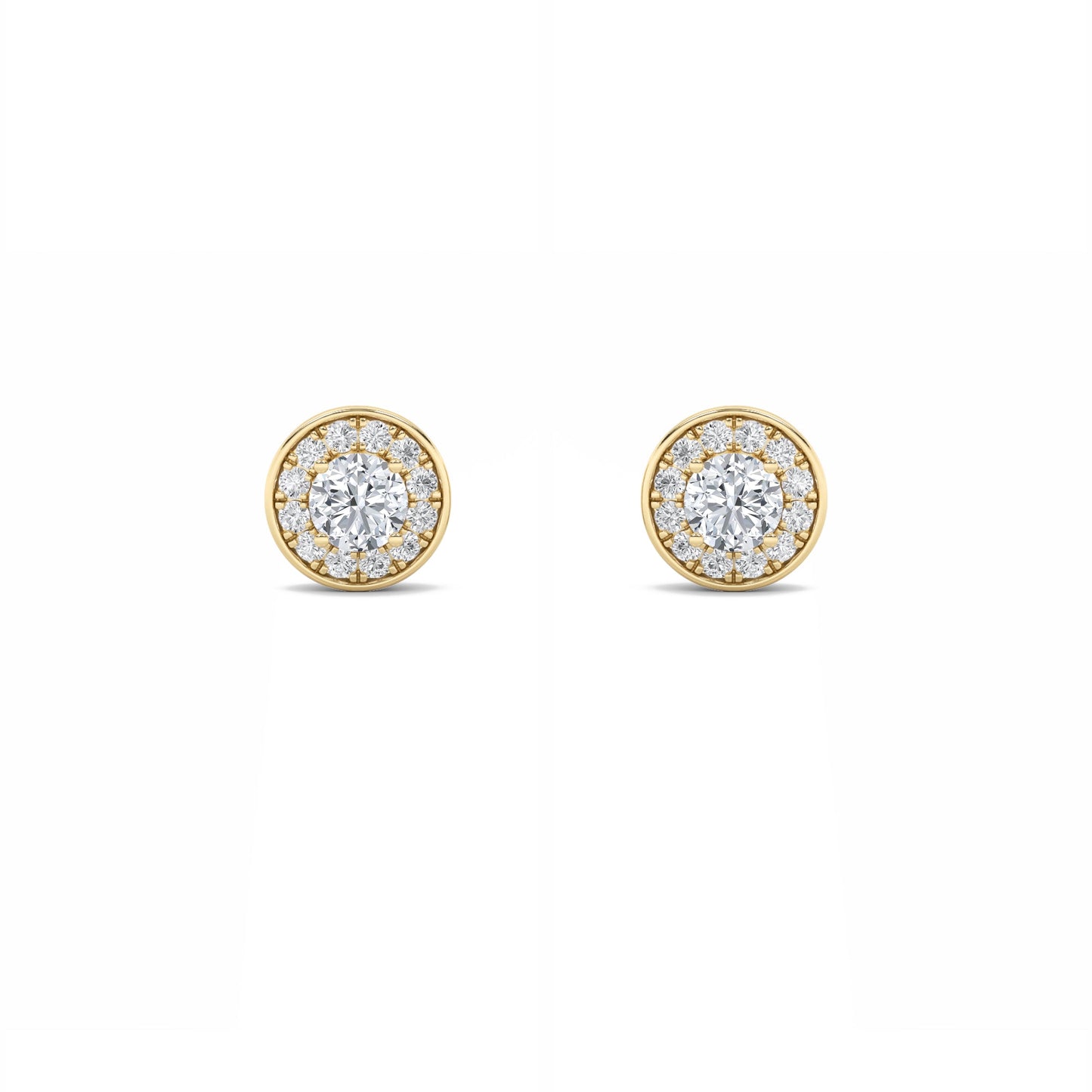 1Cttw Round Shaped Lab Grown Diamond (F/VS) Halo Stud Earrings in 14K Gold