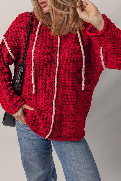Threaded Pear Olivia Knit Drawstring Hooded Sweater