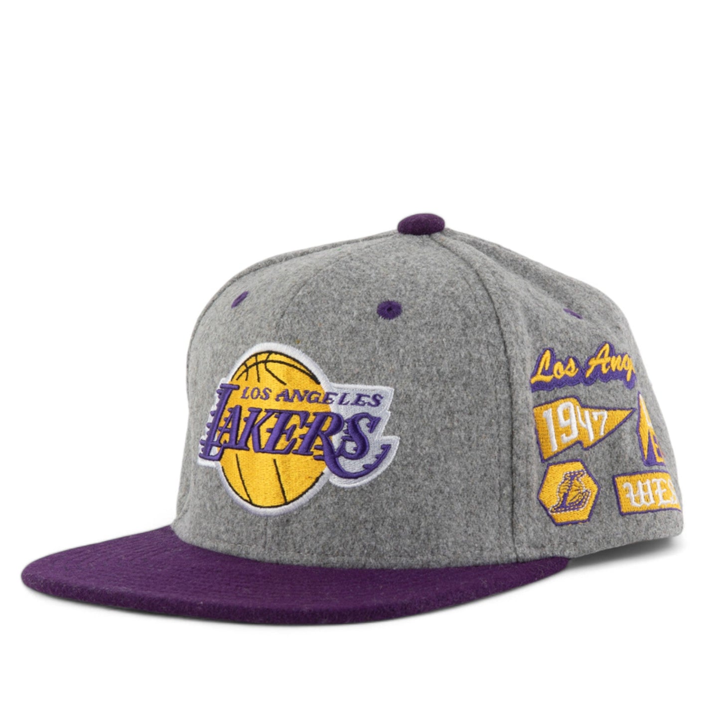 Mitchell & Ness Men's NBA Melton Patch Snapback Lakers Snapback Caps