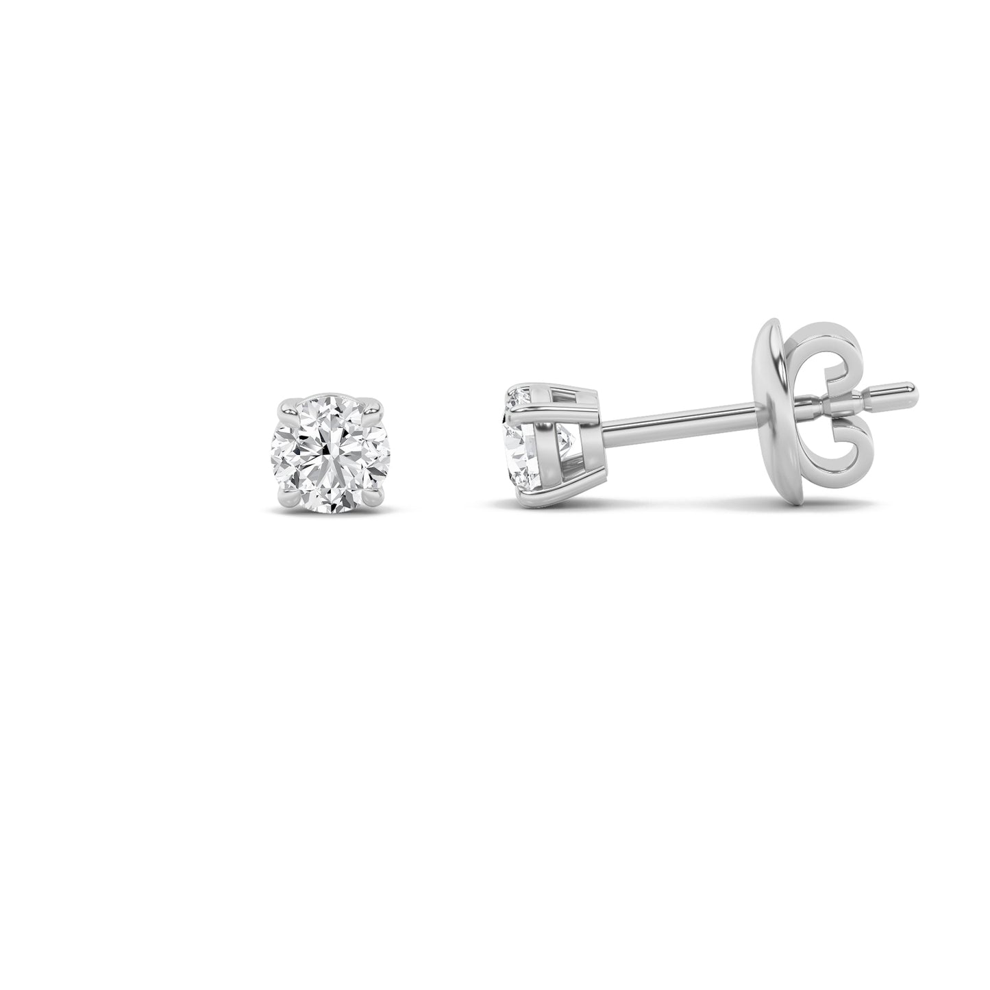 Round Shaped Lab Grown Diamond (F/VS) Classic Basket Set Stud Earrings in 14K Gold