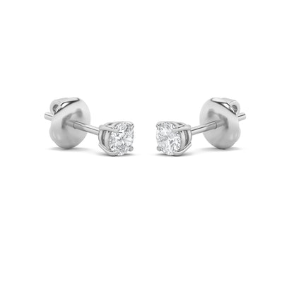 Round Shaped Lab Grown Diamond (F/VS) Classic Basket Set Stud Earrings in 14K Gold