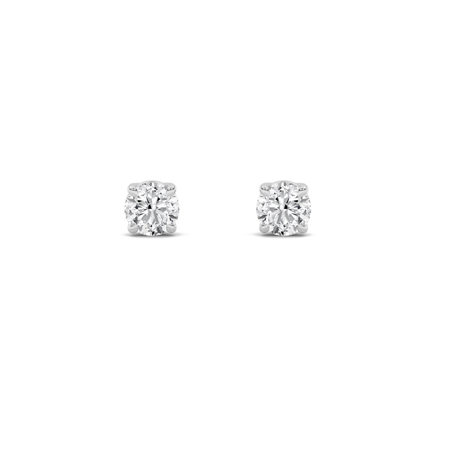 Round Shaped Lab Grown Diamond (F/VS) Classic Basket Set Stud Earrings in 14K Gold