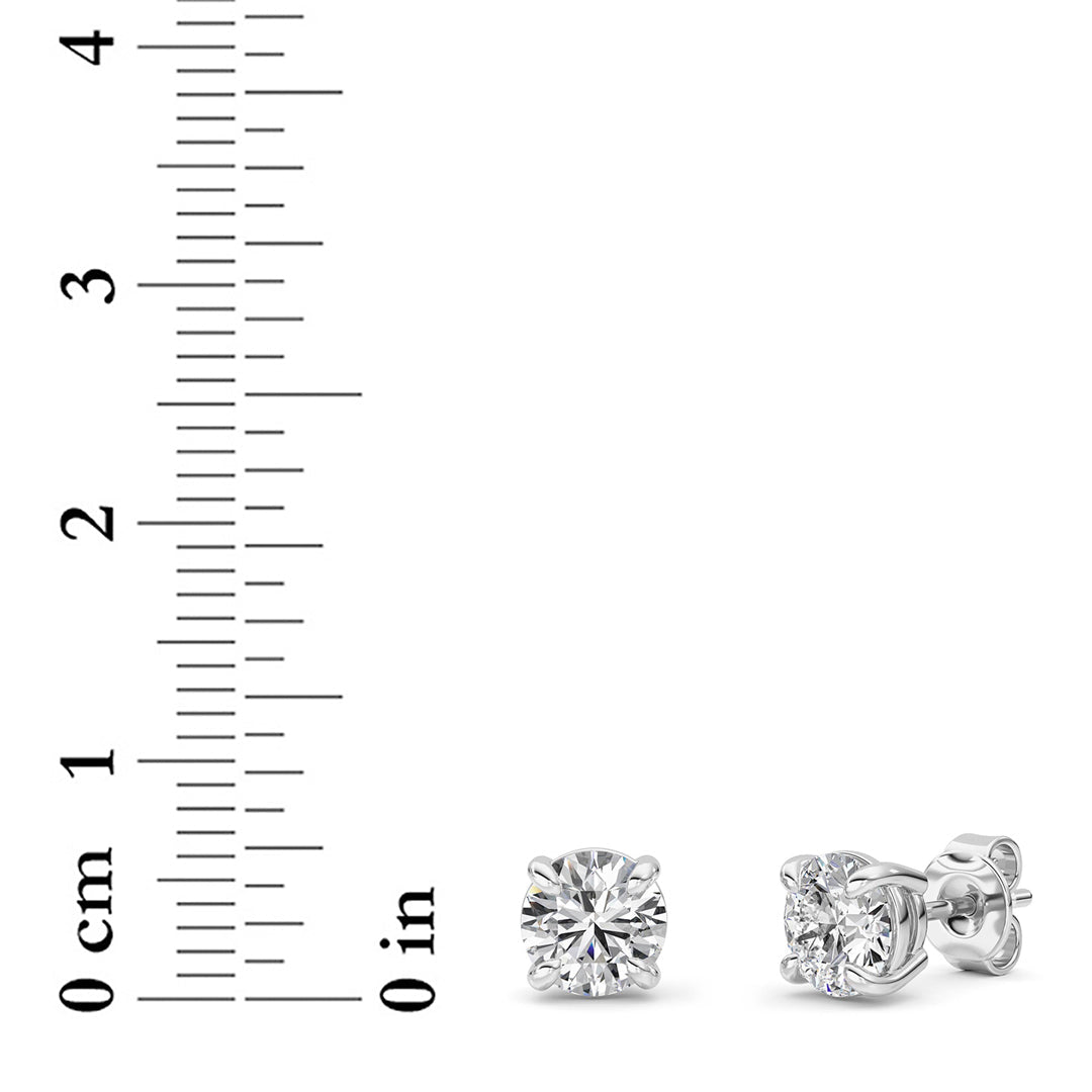 Round Shaped Lab Grown Diamond (F/VS) Classic Basket Set Stud Earrings in 14K Gold