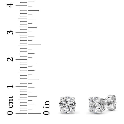 Round Shaped Lab Grown Diamond (F/VS) Classic Basket Set Stud Earrings in 14K Gold