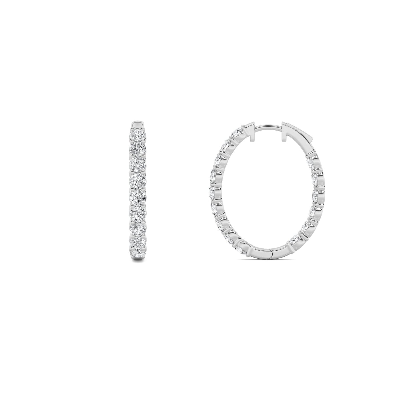 Round Shaped Lab Grown Diamond (F/VS) Inside Out Hoop Earrings in 14K Gold