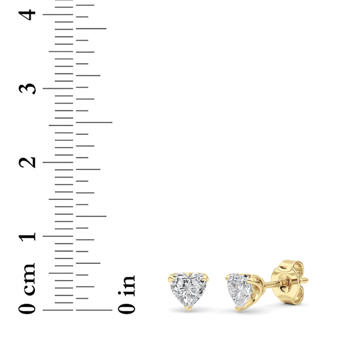 Heart Shaped Lab Grown Diamond (F/VS) HeartShaped Earrings in 14K Gold